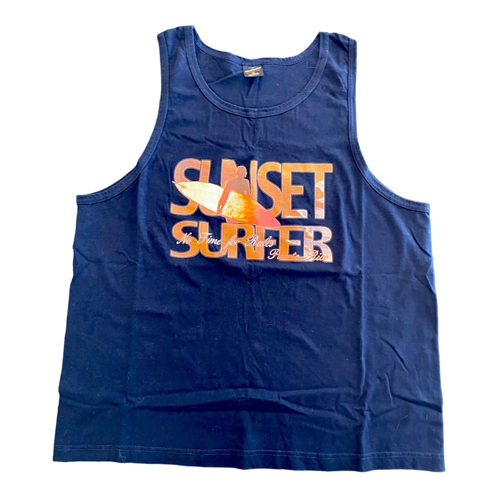 Sunset surfer men’s navy tank top southpoint sportswear Puerto Rico design
